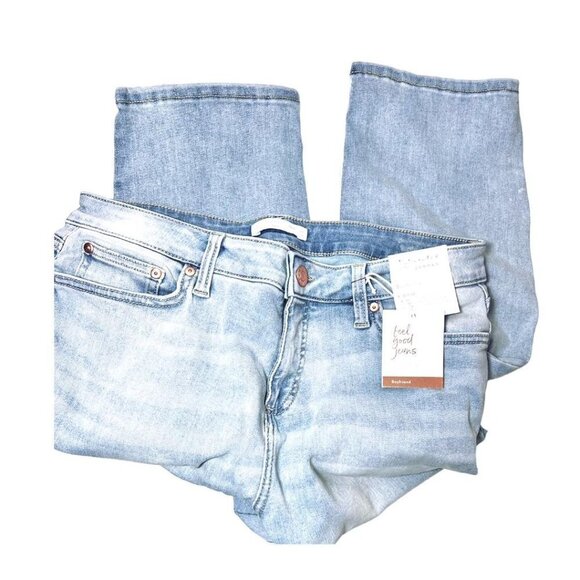 LC Lauren Conrad Womens Mid Rise Light Wash Slim Fit Boyfriend Jeans Sz 12 New - Picture 3 of 9